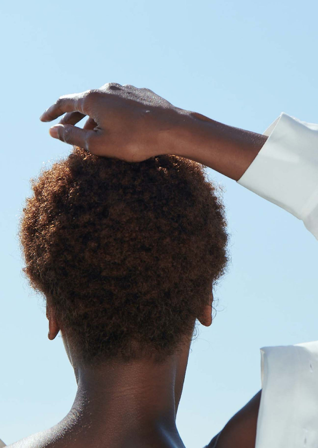 Close up of curly hair model